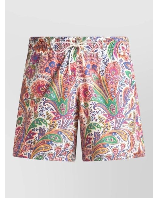 Etro White Printed Swim Shorts for men