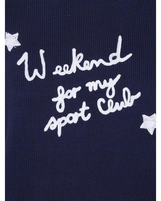Weekend by Maxmara Blue Fiacre Crew Neck Sweater Embroidered Stars Text