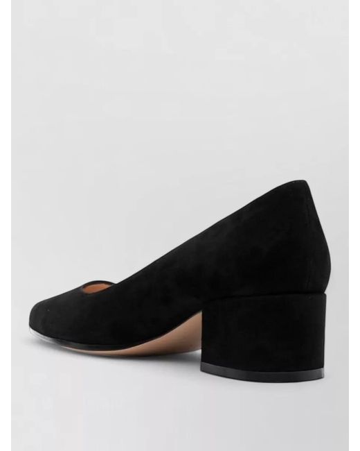 Gianvito Rossi Black Piper Suede Pumps Pointed Toe Block Heel