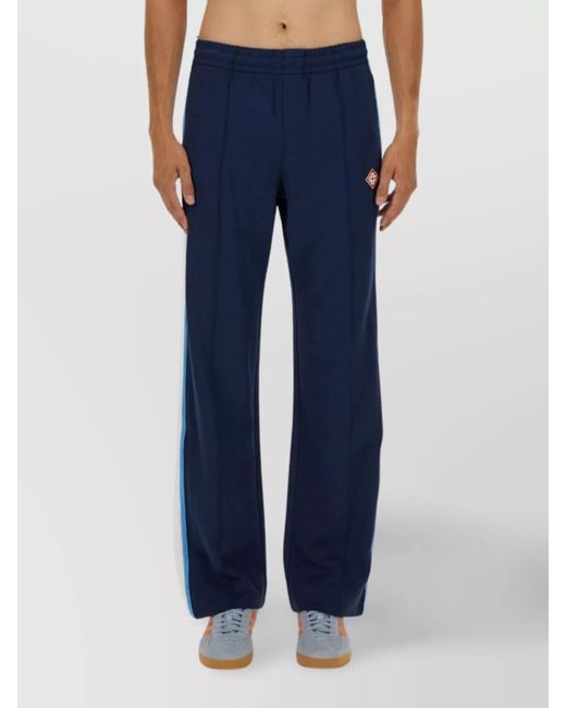 Casablanca Blue Striped Trousers With Elastic Waistband And Pockets for men