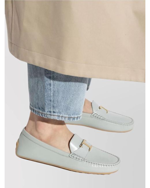 Tod's Gray Leather Loafers