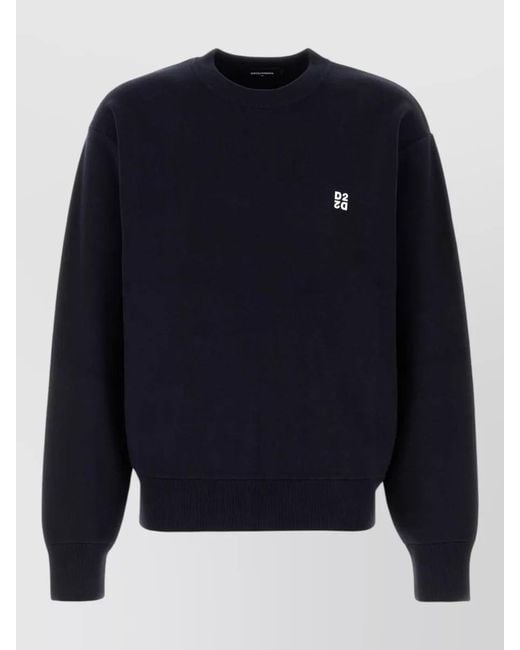 DSquared² Blue Viscose Blend Crew Neck Sweater Ribbed for men