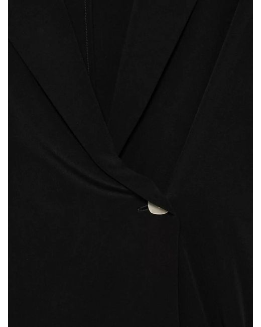 Alysi Black Silk Blazer Jacket Asymmetric Hem Notched Lapels