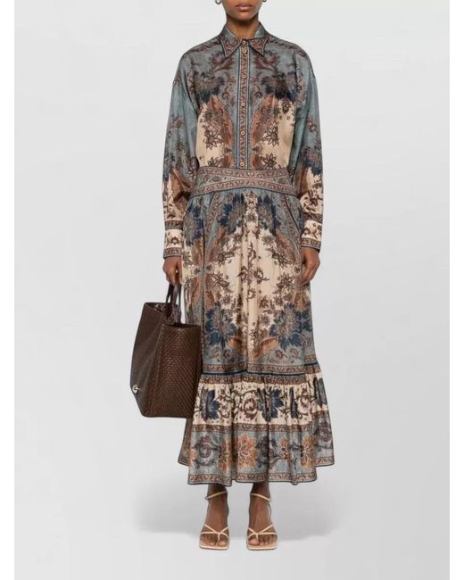Zimmermann Multicolor Ascension Floral Tiered Maxi Waist Skirt