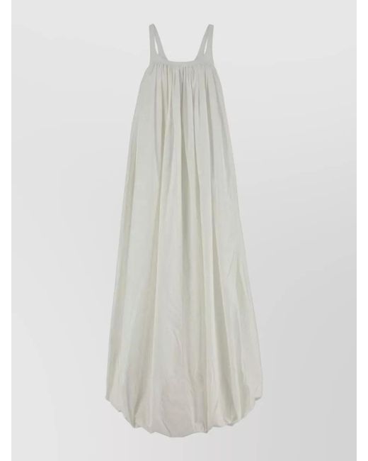 ARMARIUM White Nora Poplin Square Neck Gathered Dress