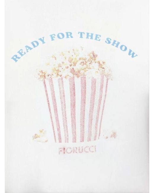 Fiorucci White Graphic Crew Neck Top Contrast Trim