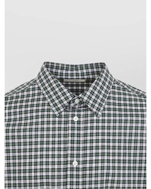 Céline Blue Long Sleeve Checked Shirt Button Down Collar for men
