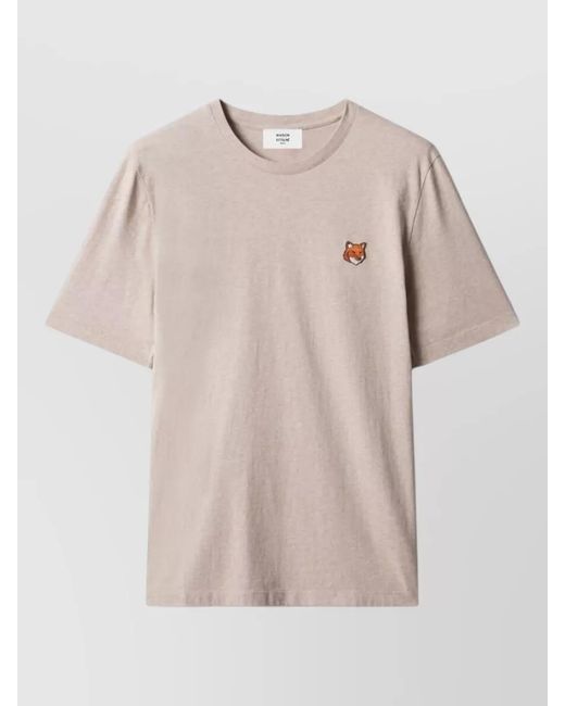Maison Kitsuné Natural Organic Cotton Jersey Fox Head Patch Crew Neck T-Shirt for men