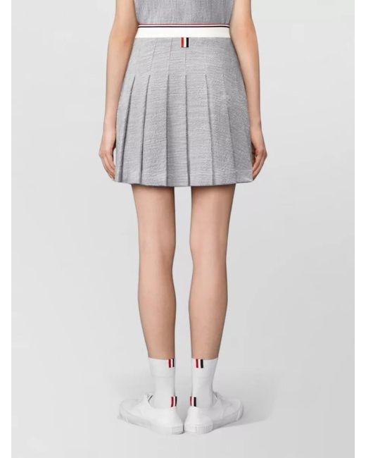 Thom Browne Gray Tweed Mini Skirt Pleated Mid Rise Stripe
