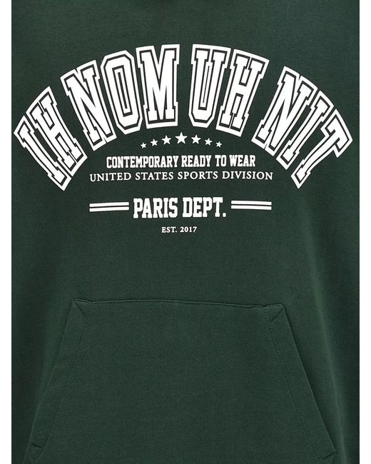 Ih Nom Uh Nit Green College Style Hoodie Kangaroo Pocket for men