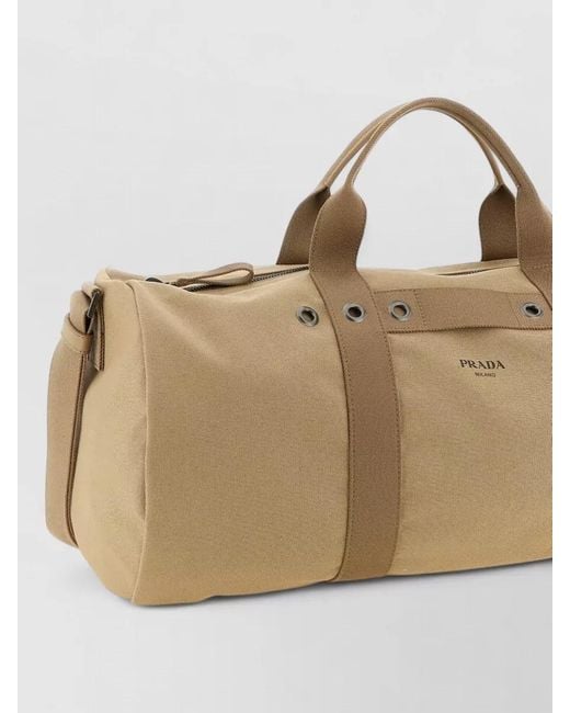 Prada Natural Canvas Travel Bag Shoulder Strap Design for men