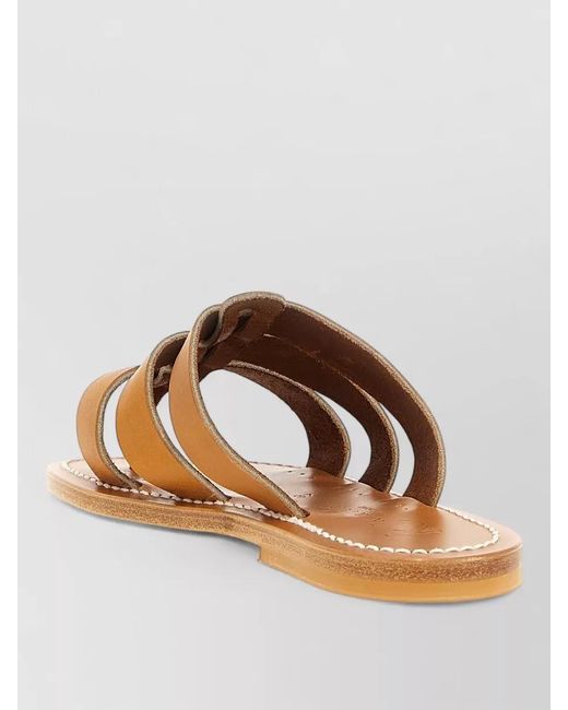 K. Jacques Brown Dolon Sandals Contrast Stitching Flat Sole