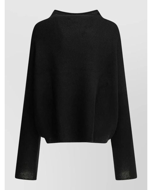 Lisa Yang Black High Neck Long Sleeve Relaxed Knit Top