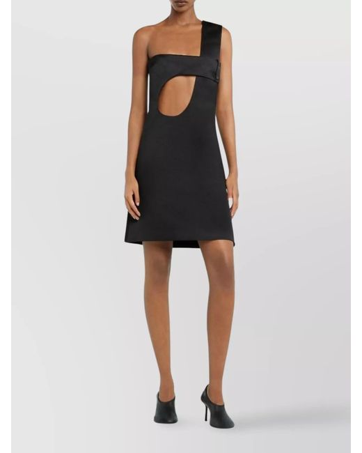 Courreges Black One-Shoulder Cutout Mini Dress