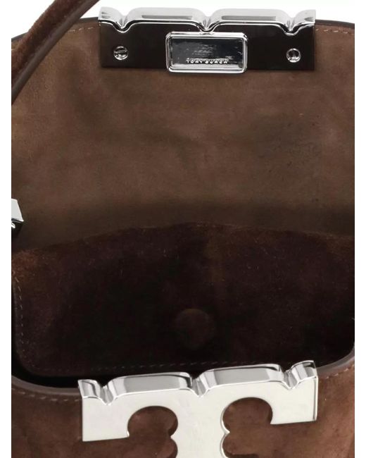 Tory Burch Brown Suede Shoulder Bag Metal Studs Handle