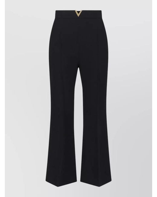 Valentino Blue Virgin Wool High-Rise Cropped Flared Tailored Trousers