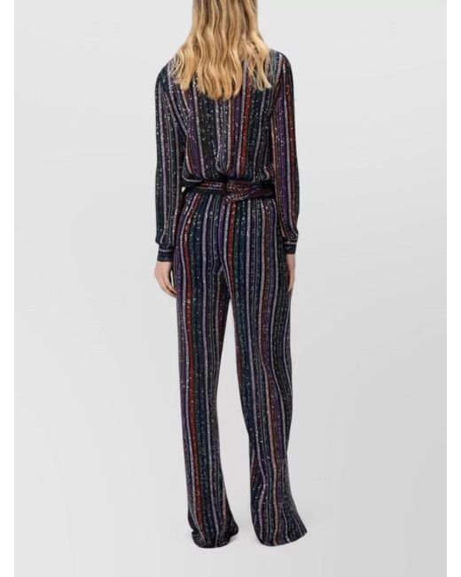 Missoni Blue Striped Sequin Wide Leg Trousers
