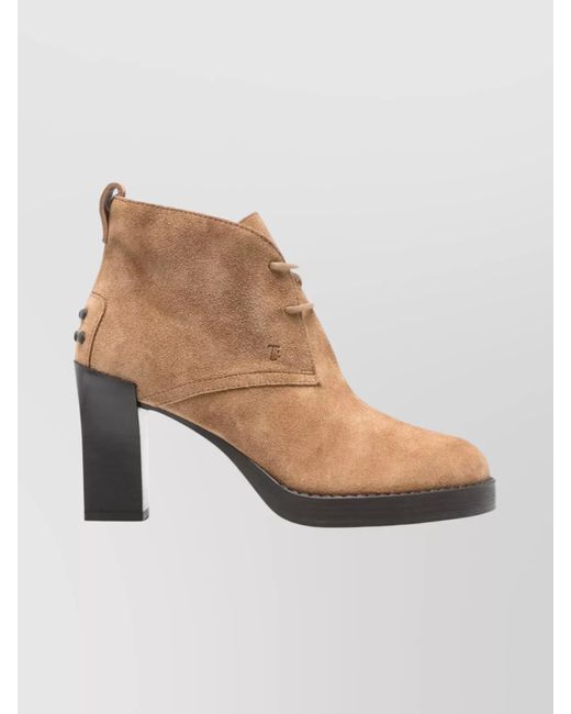 Tod's White Suede Lace-Up Ankle Boots