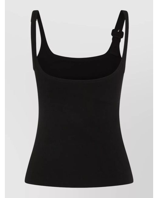 Courreges Black Cotton Asymmetric Ribbed Tank Top