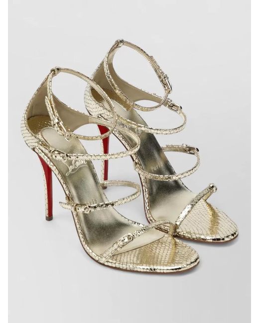 Christian Louboutin Metallic Sandal Ankle Strap Open Toe Textured