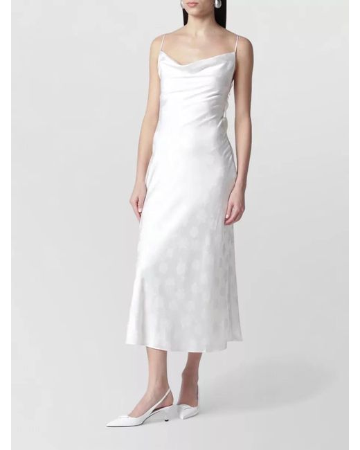 ROTATE BIRGER CHRISTENSEN White Cowl Neck Evening Dress Floor Length