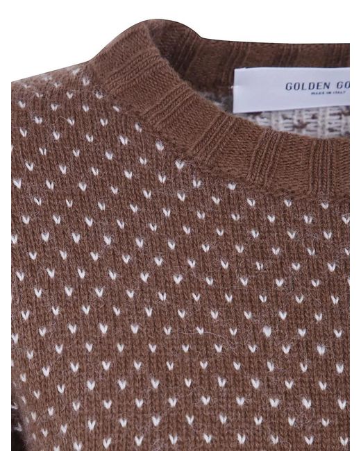Golden Goose Deluxe Brand Brown Journey Wool Blend Jacquard Cropped Knit