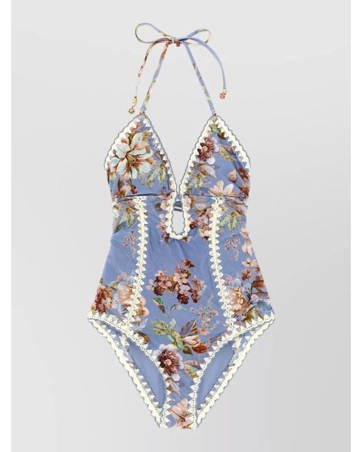 Zimmermann White Awaken Halter Neck One Piece Swimsuit