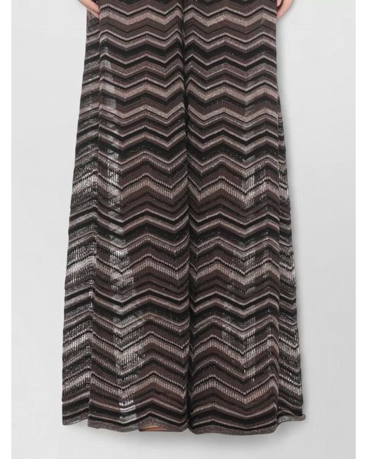 D.exterior Gray Chevron Metallic Sheer Wide Leg Pants