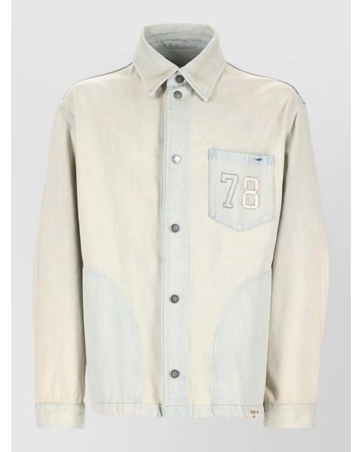 Golden Goose Deluxe Brand Natural Denim Jacket Chest Pocket Embroidery for men