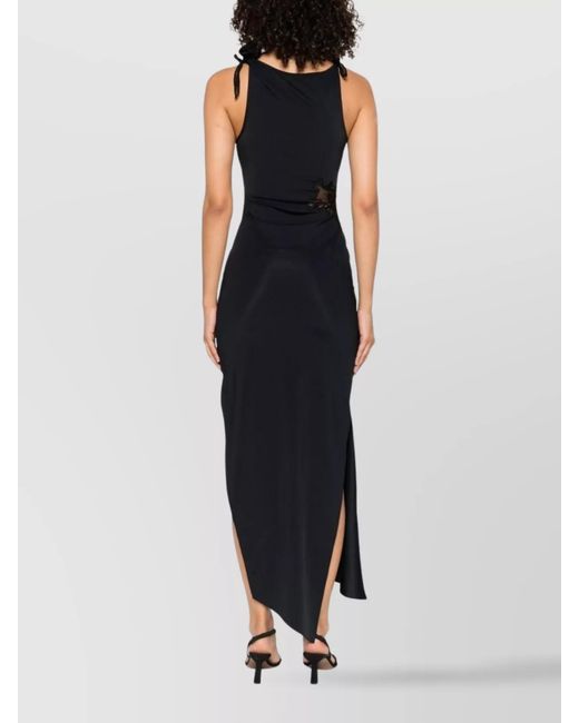 Coperni Black Asymmetric Sleeveless Midi Dress