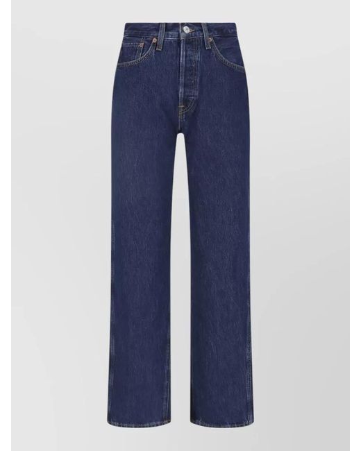 Re/done Blue High-Rise Straight-Leg Jeans