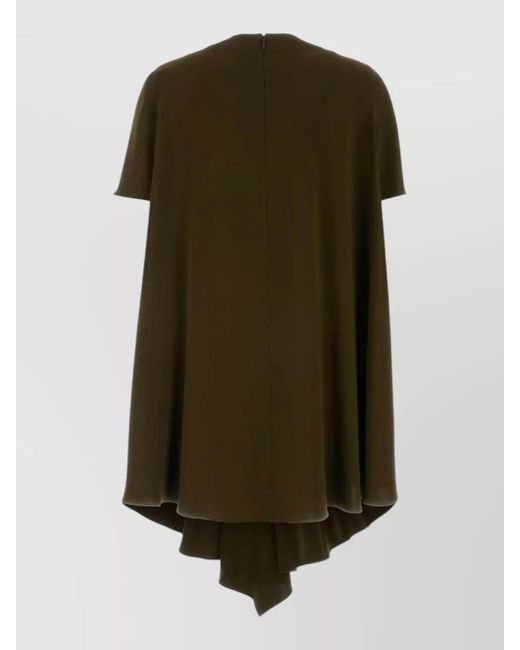 Loewe Green Stretch Cady Mini Dress Short Sleeves Asymmetric Hem