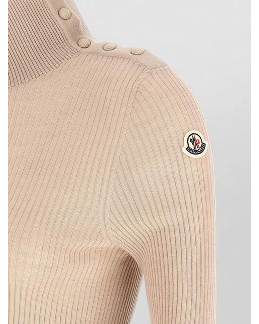 Moncler Natural Wool Turtleneck Sweater High Neck Buttons