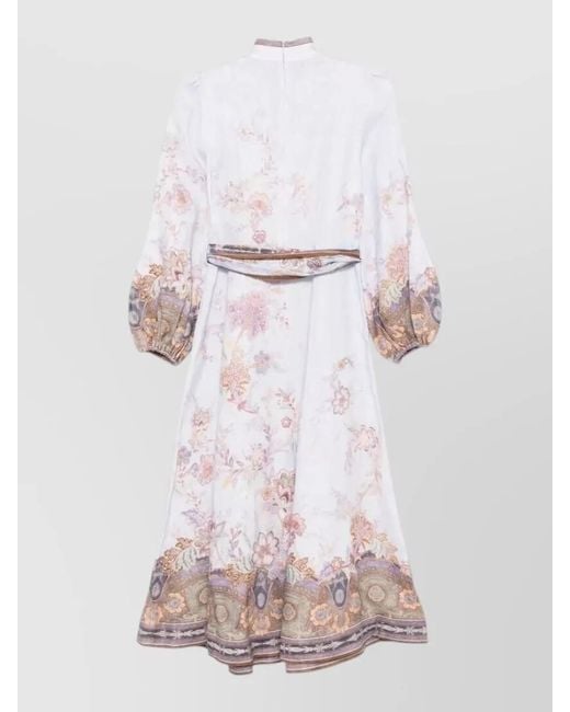 Zimmermann White Luna Floral Belted Midi Dress
