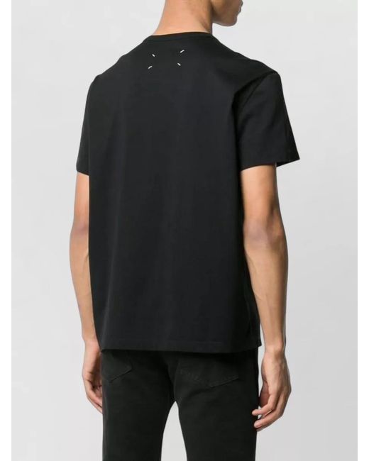 Maison Margiela Black Cotton Embroidered Short-Sleeve T-Shirt for men
