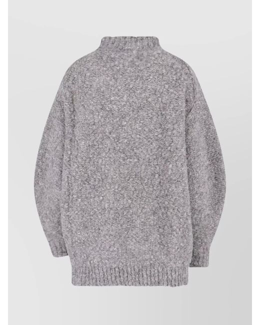 Isabel Marant Gray Alpaca Textured-Knit High-Neck Jumper