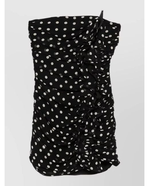 Nina Ricci Black Silk Polka-Dot Ruffled Strapless Mini Dress