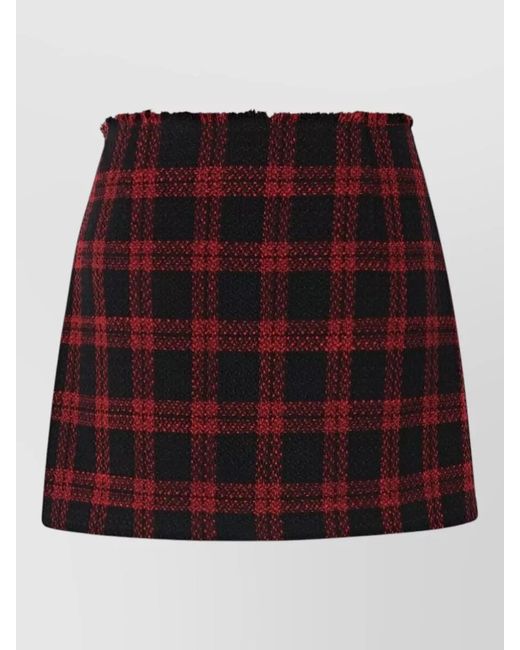 Pinko Red Checked Wrap Mini Skirt