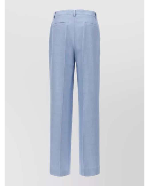 P.A.R.O.S.H. Blue Tailored Pants Belt Loops Pockets Pleats