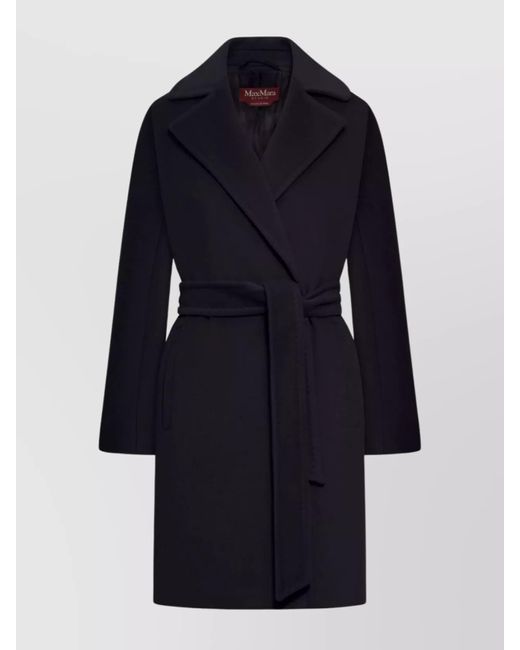 Max Mara Blue Scire Beaver Wool Robe Coat