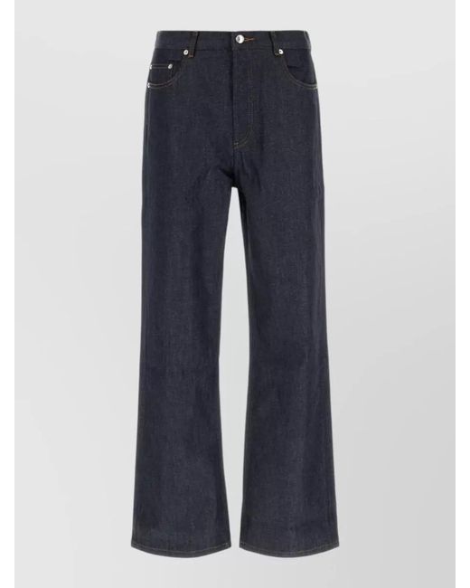 A.P.C. Blue High Waist Wide Leg Denim Jeans for men