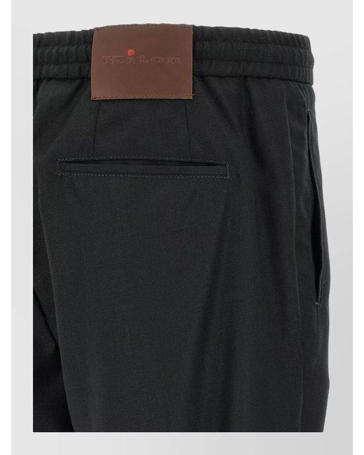 Kiton Black Button Shorts Tailored Cut Back Pockets for men