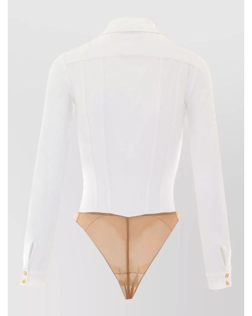 Elisabetta Franchi White Stretch Viscose Body Shirt Button Cuffs