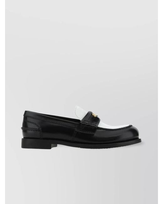Miu Miu Black Two-Tone Leather Loafers