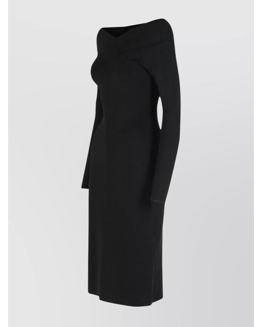 Stella McCartney Black Off Shoulder Midi Dress