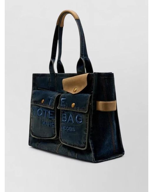 Marc Jacobs Blue Large Cotton Tote Bag Contrast Stitching