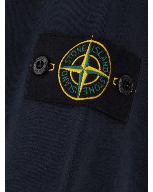 Stone Island Blue Cotton Sweatshirt Raglan Sleeves Ribbed Cuffs for men