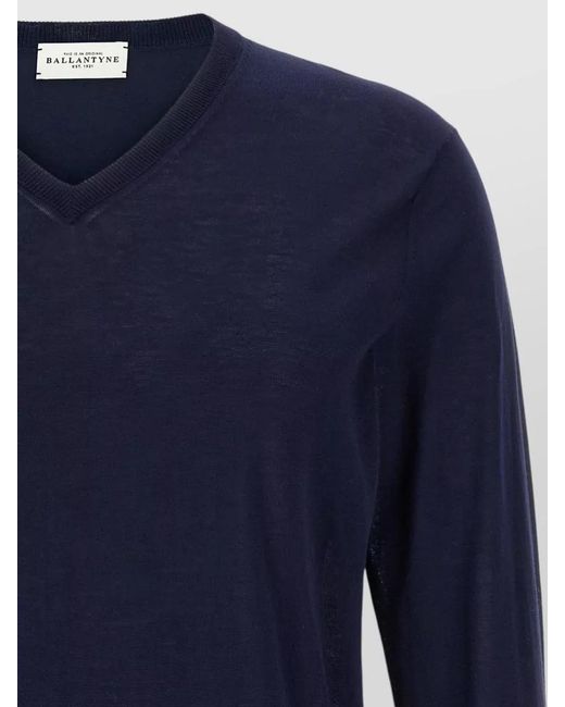 Ballantyne Blue V Neck Knitwear Long Sleeve Sweater for men