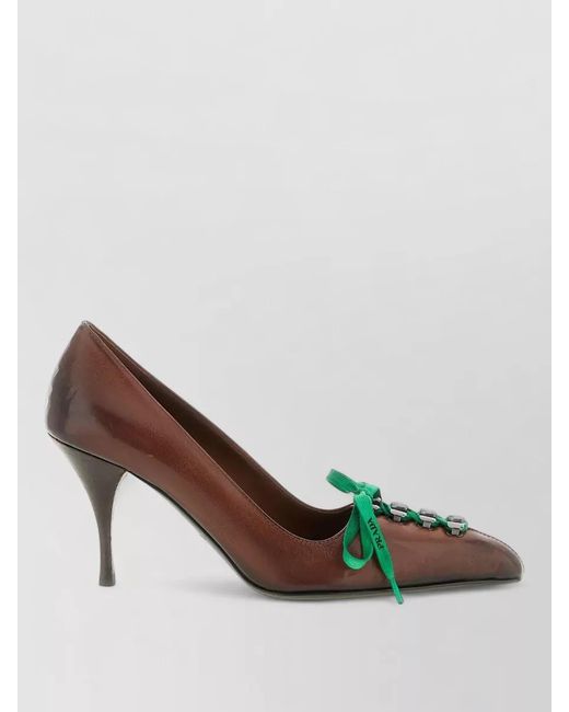 Prada Green Leather Lace-Up Pumps