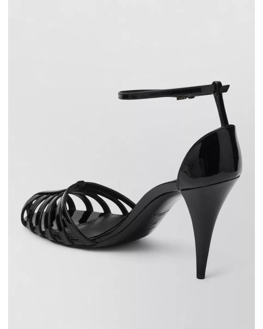 Givenchy Black Cage Heel Sandals Patent Leather Ankle Strap